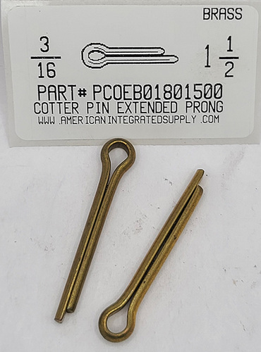 3/16X1-1/2 COTTER PIN EXTENDED PRONG BRASS