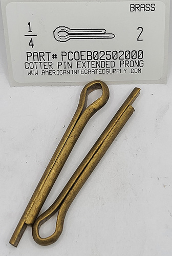 1/4X2 COTTER PIN EXTENDED PRONG BRASS