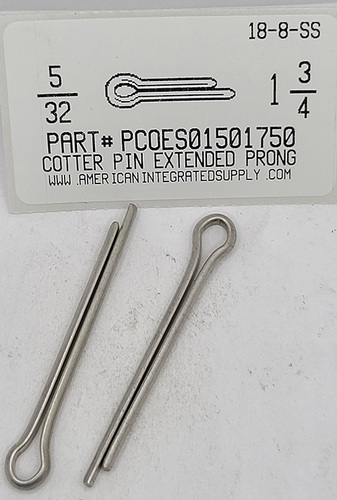 5/32X1-3/4 COTTER PIN EXTENDED PRONG 18-8 STAINLESS STEEL