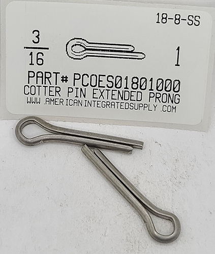 3/16X1 COTTER PIN EXTENDED PRONG 18-8 STAINLESS STEEL