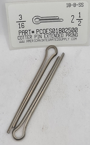 3/16X2-1/2 COTTER PIN EXTENDED PRONG 18-8 STAINLESS STEEL