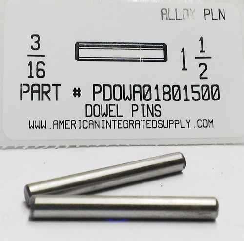 3/16X1-1/2 DOWEL PIN ALLOY STEEL PLAIN