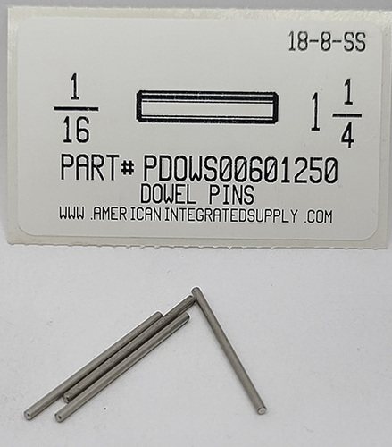 1/16X1-1/4 DOWEL PIN 18-8-SS