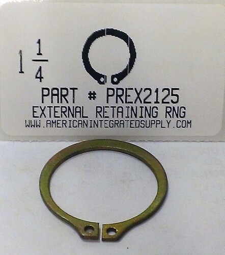 1-1/4" EXTERNAL RETAINING RING 1.176 GROOVE 1.156 FREE ID