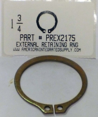 1-3/4" EXTERNAL RETAINING RING 1.65 GROOVE 1.618 FREE ID