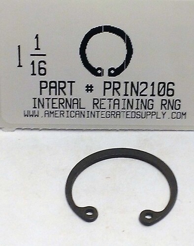 1-1/16" INTERNAL RETAINING RING STEEL 1.093 GROOVE