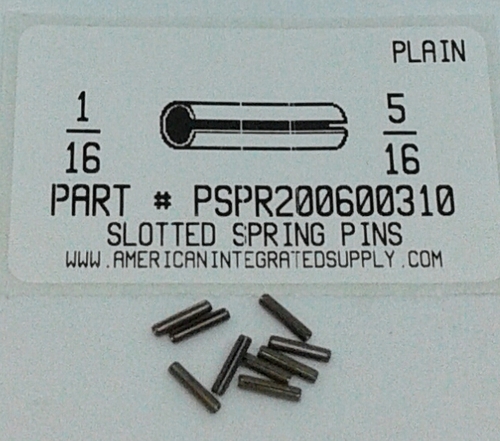 1/16X5/16 SLOTTED SPRING PIN STEEL PLAIN