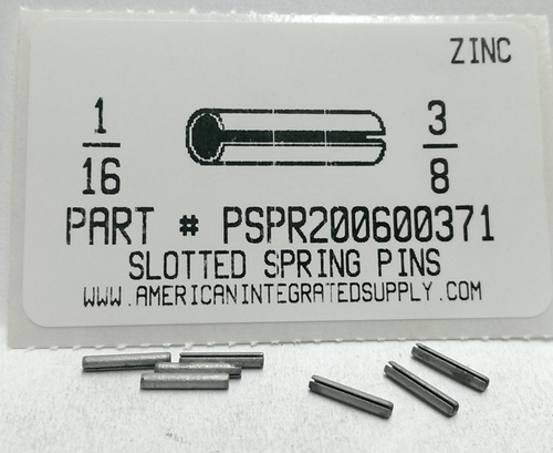 1/16X3/8 SLOTTED SPRING PIN STEEL ZINC PLATED