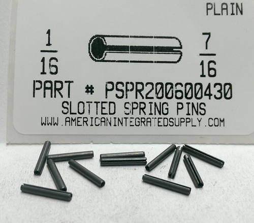 1/16X7/16 SLOTTED SPRING PIN STEEL PLAIN