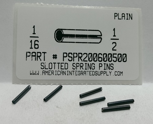 1/16X1/2 SLOTTED SPRING PIN STEEL PLAIN