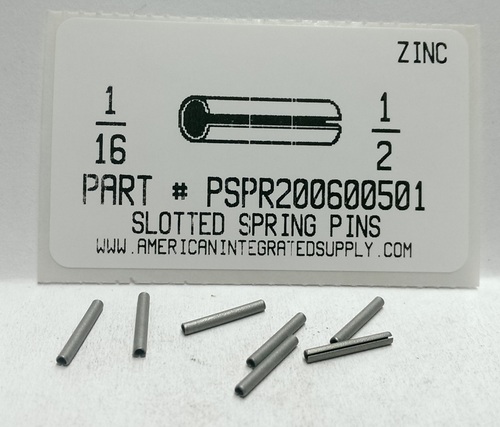 1/16X1/2 SLOTTED SPRING PIN STEEL ZINC PLATED