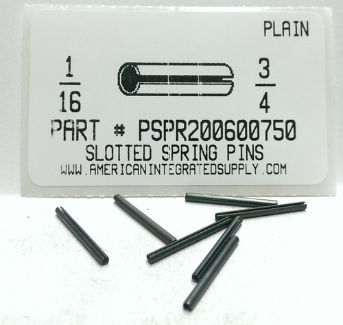 1/16X3/4 SLOTTED SPRING PIN STEEL PLAIN