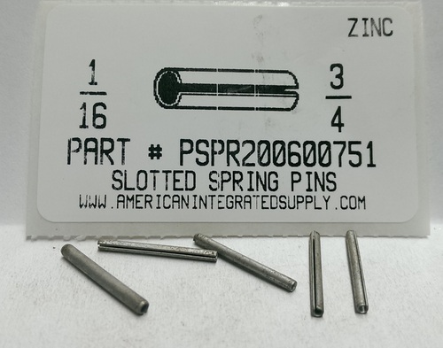 1/16X3/4 SLOTTED SPRING PIN STEEL ZINC PLATED