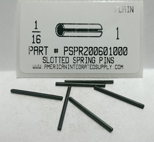 1/16X1 SLOTTED SPRING PIN STEEL PLAIN