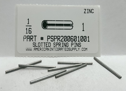 1/16X1 SLOTTED SPRING PIN STEEL ZINC PLATED