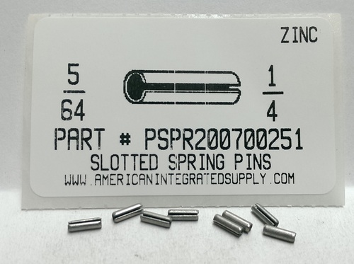 5/64X1/4 SLOTTED SPRING PIN STEEL ZINC PLATED