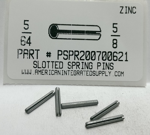 5/64X5/8 SLOTTED SPRING PIN STEEL ZINC PLATED