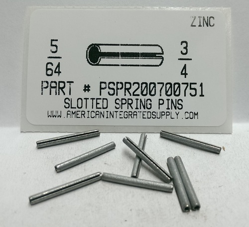 5/64X3/4 SLOTTED SPRING PIN STEEL ZINC PLATED