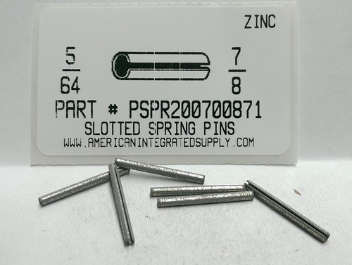 5/64X7/8 SLOTTED SPRING PIN STEEL ZINC PLATED