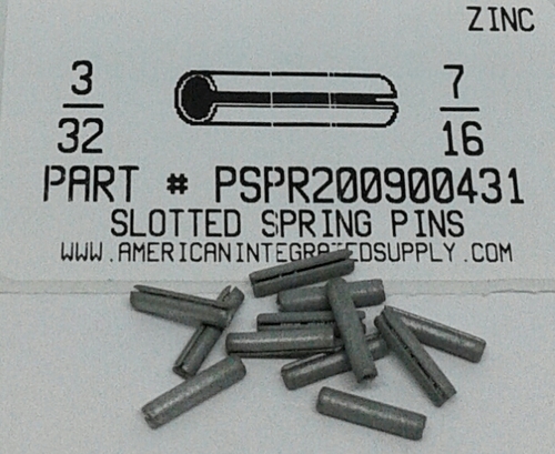 3/32X7/16 SLOTTED SPRING PIN STEEL ZINC PLATED