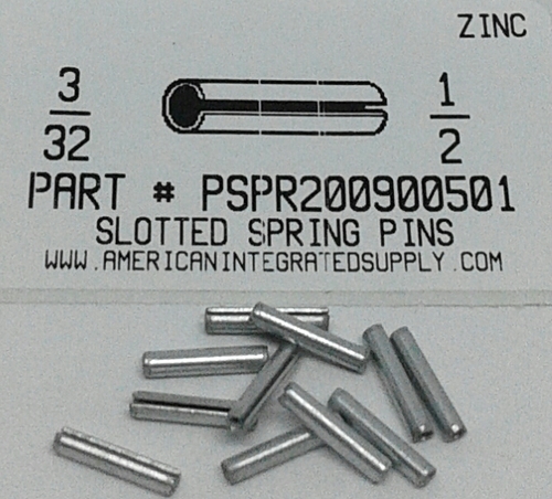 3/32X1/2 SLOTTED SPRING PIN STEEL ZINC PLATED