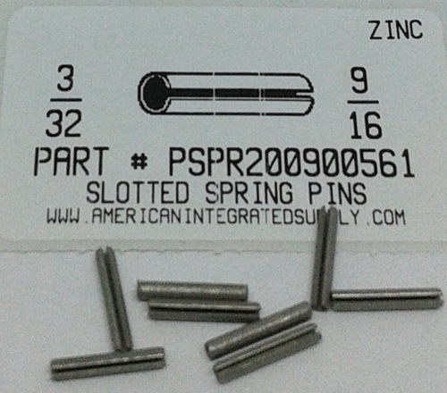 3/32X9/16 SLOTTED SPRING PIN STEEL ZINC PLATED