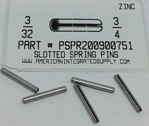 3/32X3/4 SLOTTED SPRING PIN STEEL ZINC PLATED