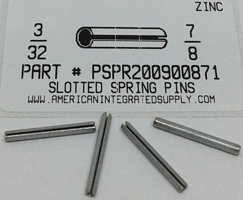 3/32X7/8 SLOTTED SPRING PIN STEEL ZINC PLATED