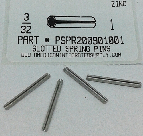 3/32X1 SLOTTED SPRING PIN STEEL ZINC PLATED