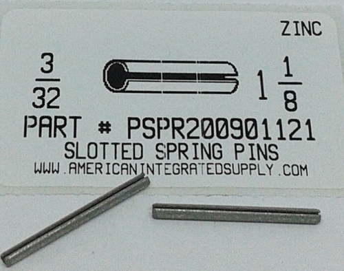 3/32X1-1/8 SLOTTED SPRING PIN STEEL ZINC PLATED