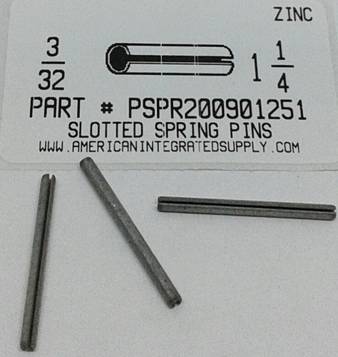 3/32X1-1/4 SLOTTED SPRING PIN STEEL ZINC PLATED