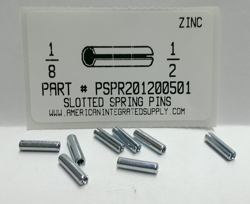 1/8X1/2 SLOTTED SPRING PIN STEEL ZINC PLATED