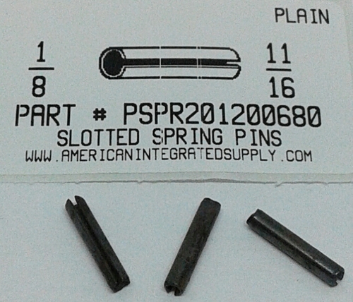 1/8X11/16 SLOTTED SPRING PIN STEEL PLAIN