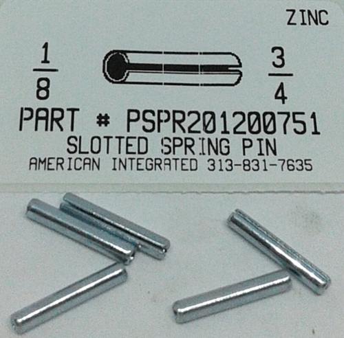 1/8X3/4 SLOTTED SPRING PIN STEEL ZINC PLATED