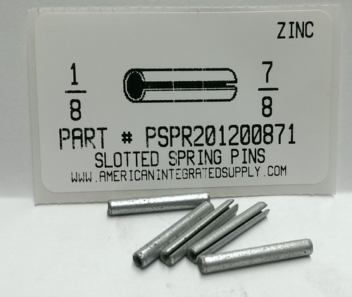 1/8X7/8 SLOTTED SPRING PIN STEEL ZINC PLATED