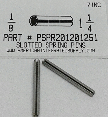 1/8X1-1/4 SLOTTED SPRING PIN STEEL ZINC PLATED