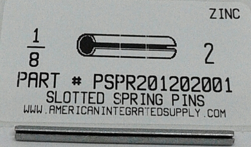 1/8X2 SLOTTED SPRING PIN STEEL ZINC PLATED