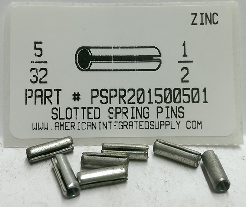 5/32X1/2 SLOTTED SPRING PIN STEEL ZINC PLATED