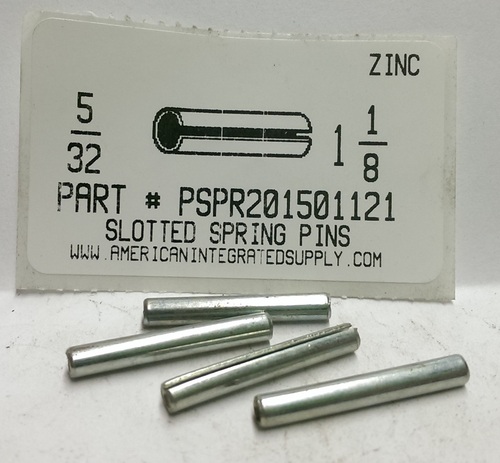 5/32X1-1/8 SLOTTED SPRING PIN STEEL ZINC PLATED