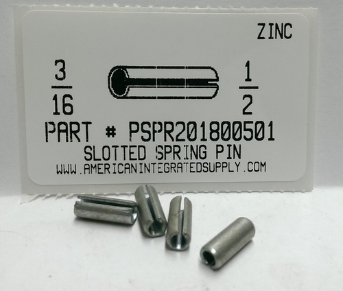 3/16X1/2 SLOTTED SPRING PIN STEEL ZINC PLATED