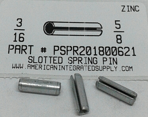 3/16X5/8 SLOTTED SPRING PIN STEEL ZINC PLATED