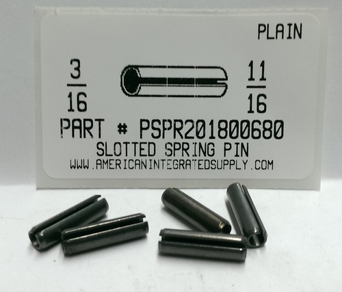 3/16X11/16 SLOTTED SPRING PIN STEEL PLAIN