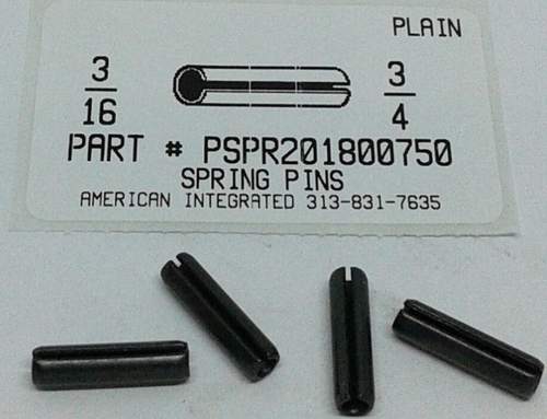 3/16X3/4 SLOTTED SPRING PIN STEEL PLAIN