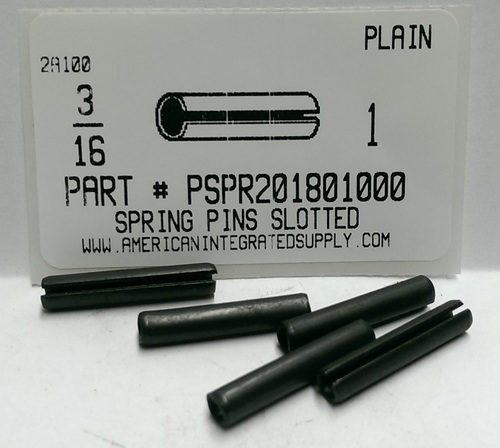 3/16X1 SLOTTED SPRING PIN STEEL PLAIN