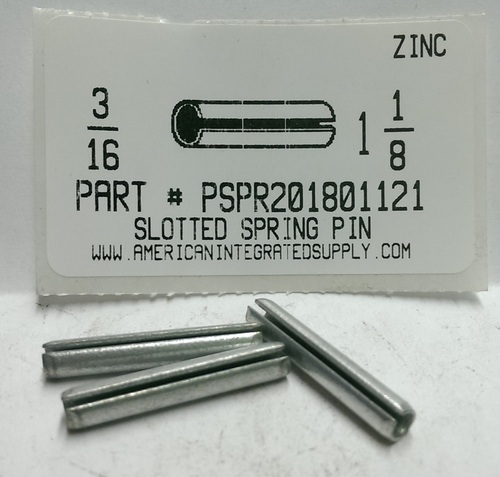 3/16X1-1/8 SLOTTED SPRING PIN STEEL ZINC PLATED