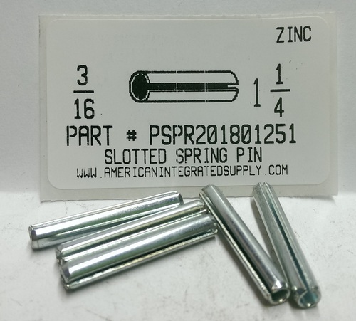 3/16X1-1/4 SLOTTED SPRING PIN STEEL ZINC PLATED