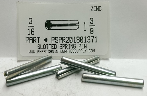 3/16X1-3/8 SLOTTED SPRING PIN STEEL ZINC PLATED