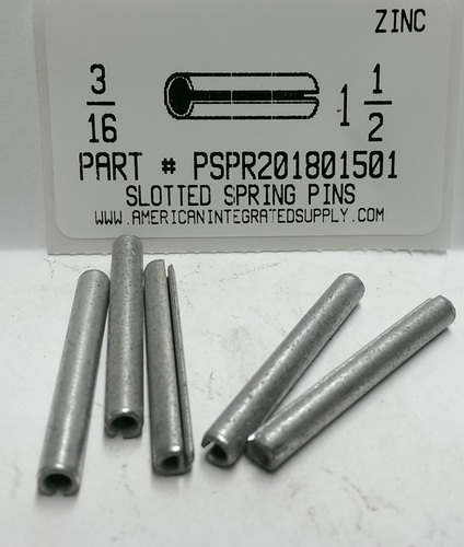 3/16X1-1/2 SLOTTED SPRING PIN STEEL ZINC PLATED