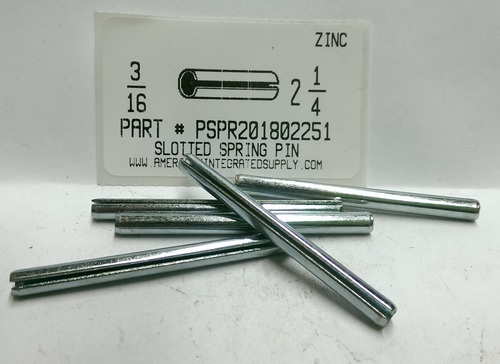 3/16X2-1/4 SLOTTED SPRING PIN STEEL ZINC PLATED