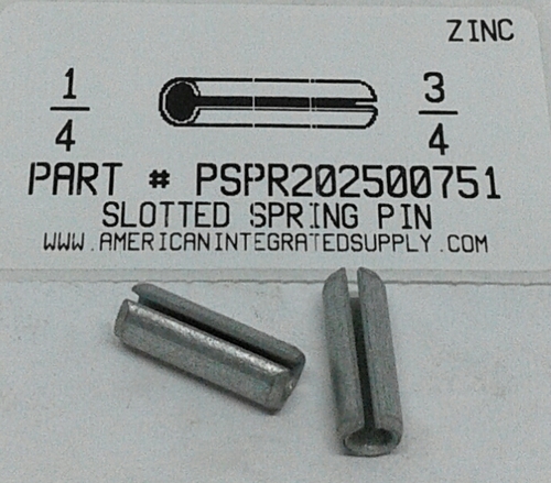 1/4X3/4 SLOTTED SPRING PIN STEEL ZINC PLATED